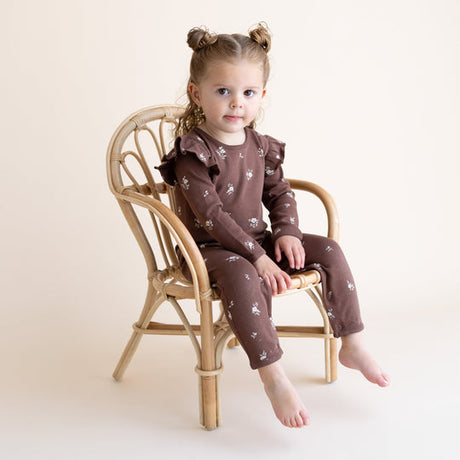 Organic Ruffle Full Sleeve Romper- Birch by Makemake