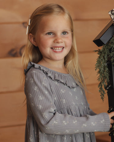 Ruffle Collar Dress || Slate Bloom by Rylee + Cru