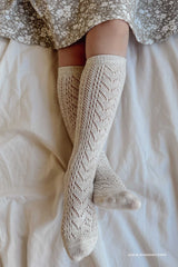 Cable Weave Knee High Sock - Light Oatmeal Marle by Jamie Kay