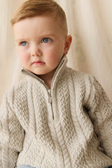 Clyde Half Zip Jumper - Light Grey Marle by Jamie Kay