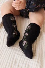 Tasha Floral Jacquard Sock - Black Beauty by Jamie Kay