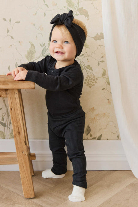 Organic Cotton Modal Long Sleeve Bodysuit- Ebony by Jamie Kay