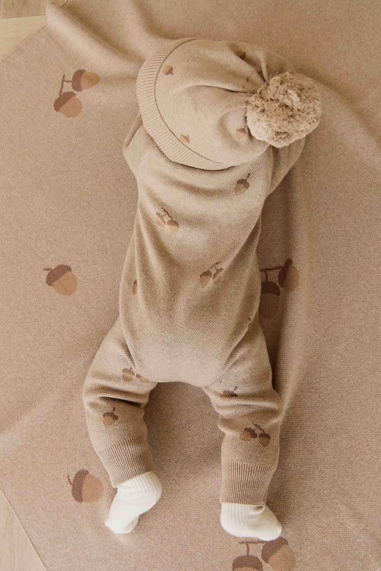 Forest Acorns Blanket - Cashew Marle by Jamie Kay