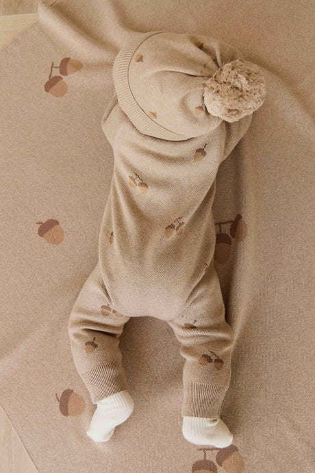 Forest Acorns Blanket - Cashew Marle by Jamie Kay