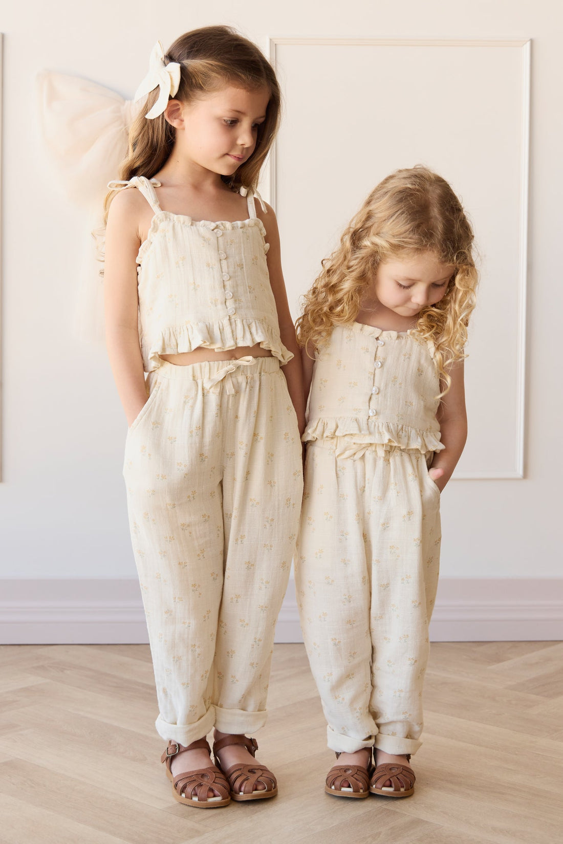 Organic Cotton Muslin Cordelia Pant - Pauline Chamomile by Jamie Kay