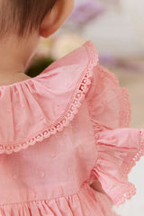 Organic Cotton Frannie Playsuit- Swiss Pink by Jamie Kay