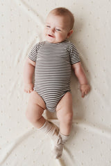 Organic Cotton Hudson Short Sleeve Bodysuit - Black Olive by Jamie Kay