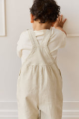 Cecil Overall- Fine Vertical Stripe Sandy Brown/Cloud by Jamie Kay