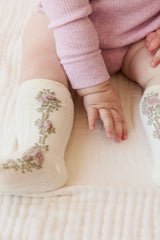 Tasha Floral Jacquard Sock - Egret by Jamie Kay