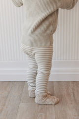 Organic Cotton Modal Everyday Legging - Narrow Stripe Willow/Soft Clay by Jamie Kay