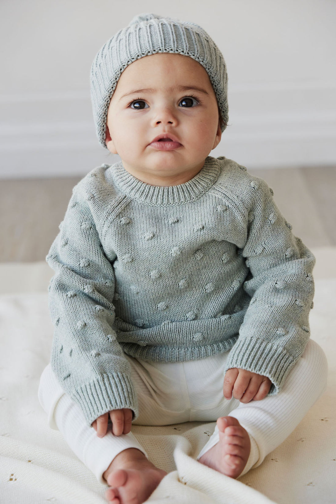 Dotty Knit Jumper - Mist Fleck by Jamie Kay
