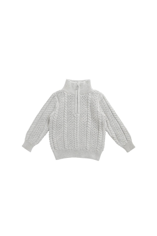 Clyde Half Zip Jumper - Light Grey Marle by Jamie Kay