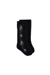 Tasha Floral Jacquard Sock - Black Beauty by Jamie Kay