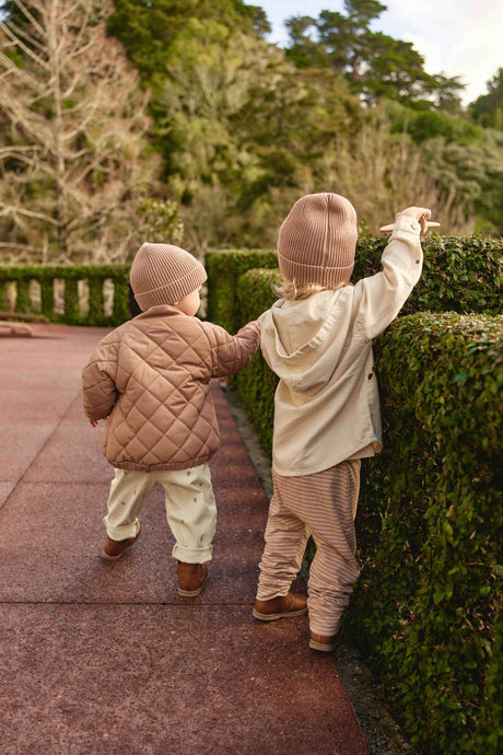 Organic Cotton Shaun Pant - Daily Stripe Pale Terracotta/Buff by Jamie Kay