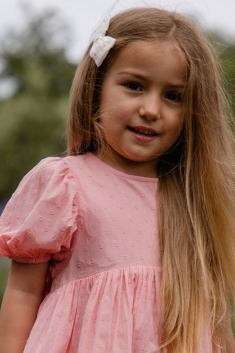 Organic Cotton Frannie Dress- Swiss Pink by Jamie Kay