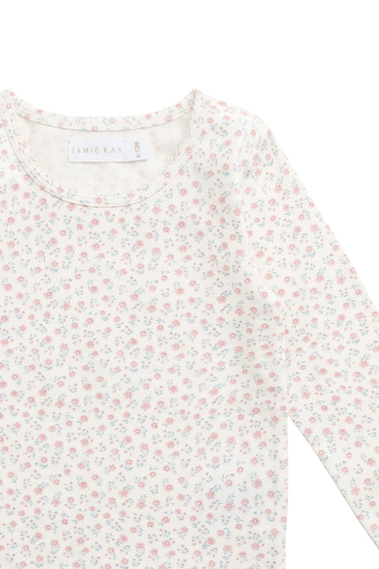Organic Cotton Long Sleeve Top- Posy Garden Pink by Jamie Kay