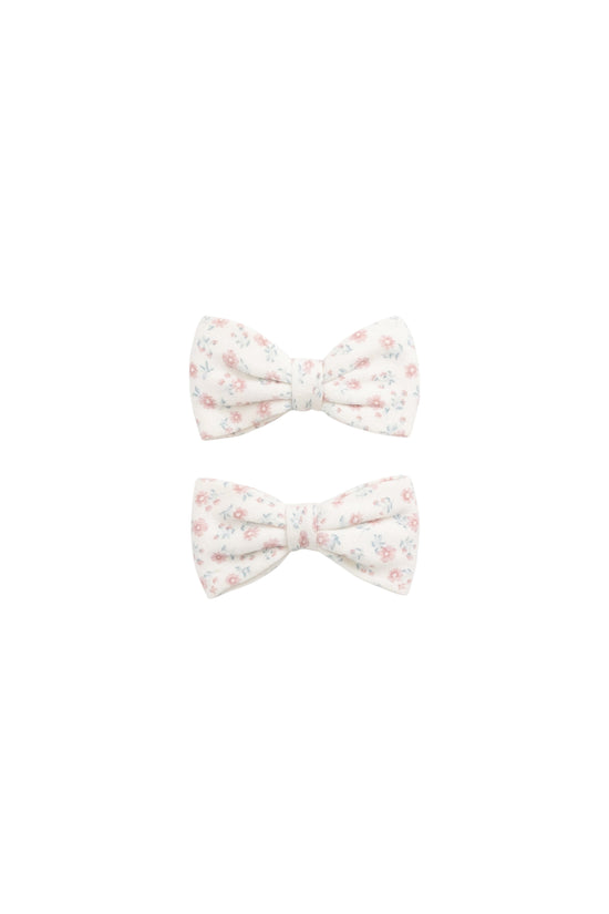 Organic Cotton Noelle 2pk Bow - Posy Garden Pink by Jamie Kay