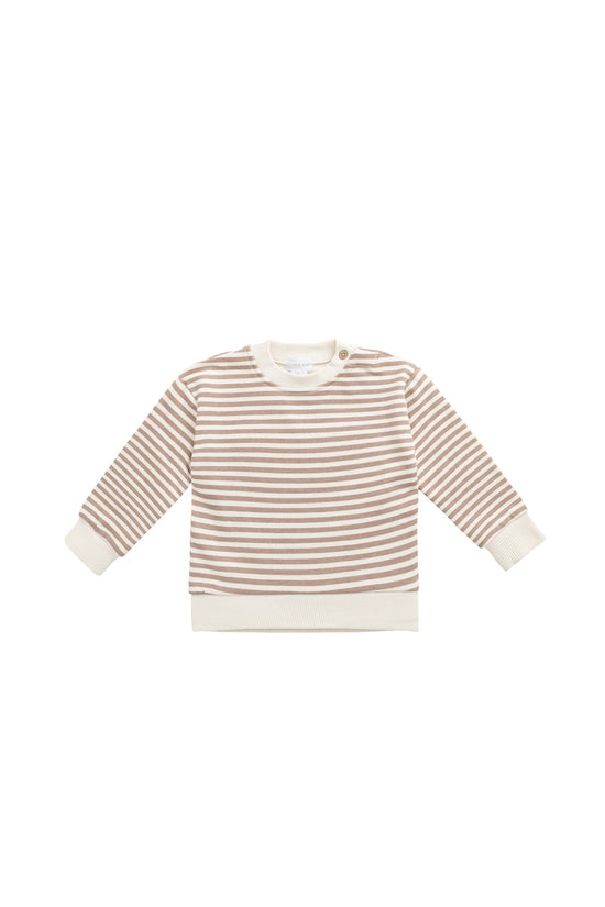 Organic Cotton Peyton Sweatshirt- Standard Stripe Carven Clay/Cloud by Jamie Kay