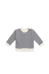Organic Cotton Peyton Sweatshirt- Slim Stripe Charter/Cloud by Jamie Kay