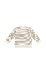 Organic Cotton Peyton Sweatshirt - Slim Stripe Sandy Brown/Cloud by Jamie Kay