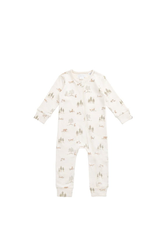 Organic Cotton Reese Zip Onepiece- Pine Forest Friends by Jamie Kay