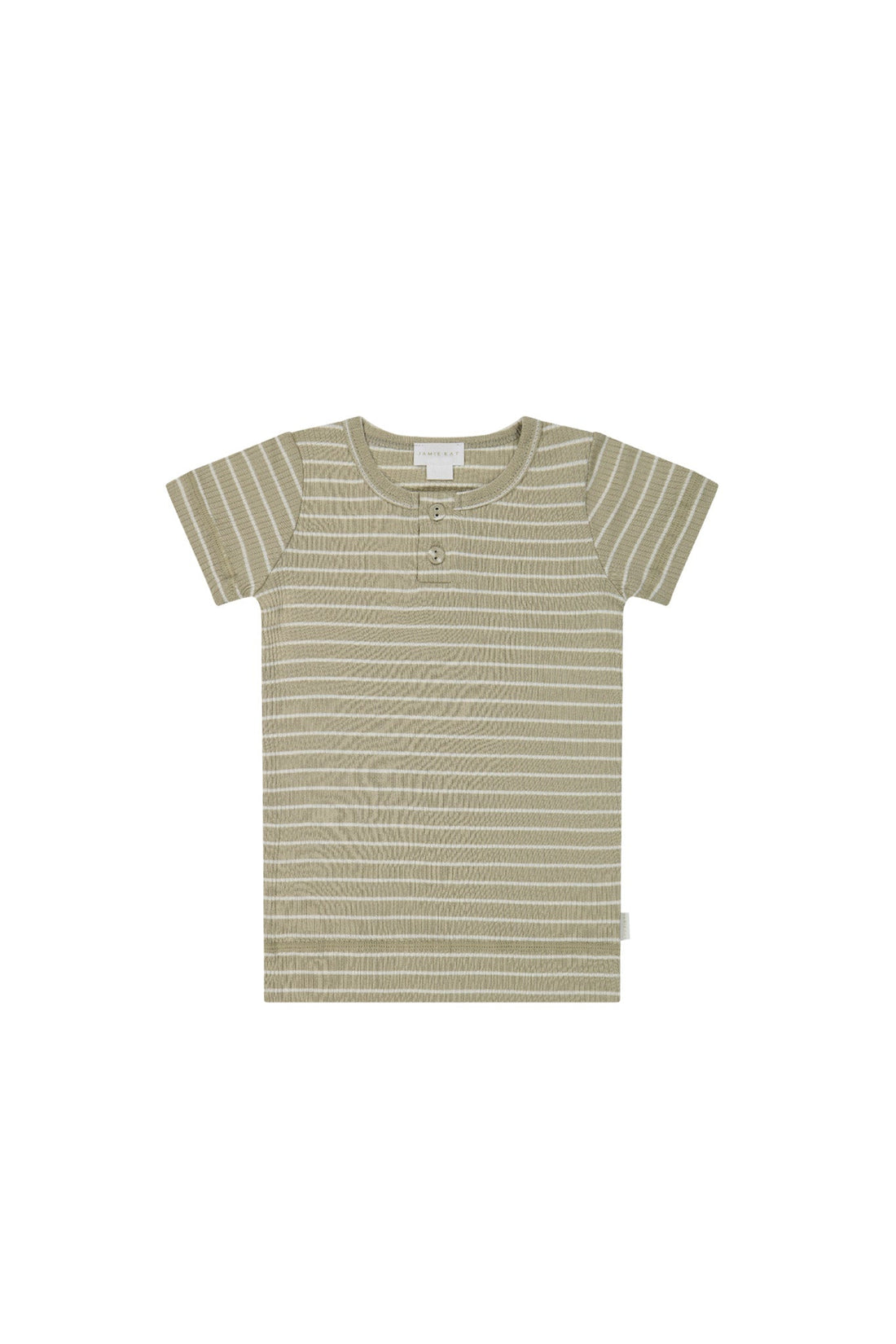 Organic Cotton Modal Henley Tee - Cashew/Cloud Stripe by Jamie Kay
