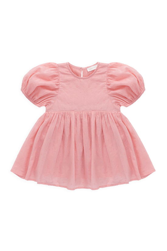 Organic Cotton Frannie Dress- Swiss Pink by Jamie Kay