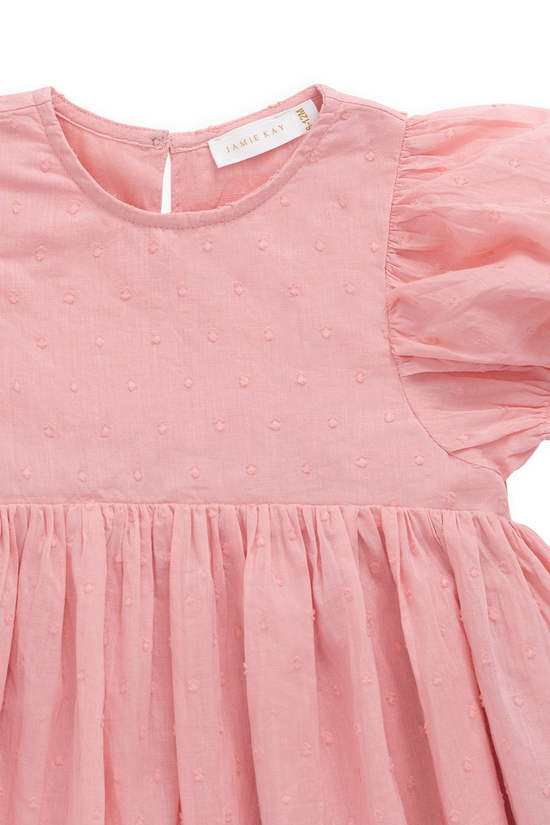 Organic Cotton Frannie Dress- Swiss Pink by Jamie Kay