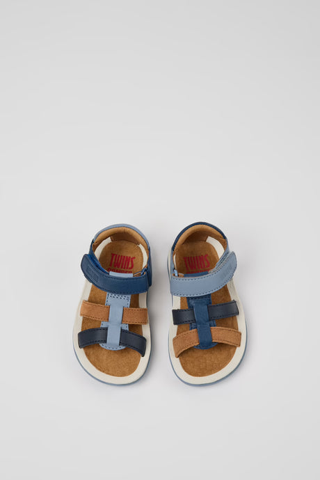 Twins- Blue Leather + Nubuck Sandals by Camper Shoes