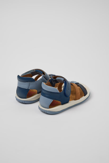 Twins- Blue Leather + Nubuck Sandals by Camper Shoes