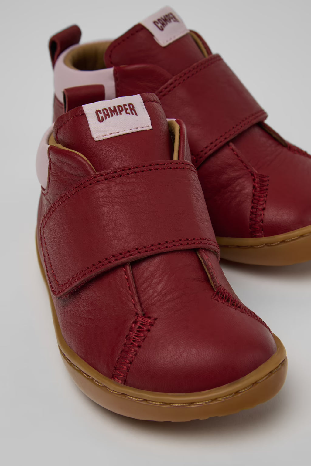 Peu Burgundy + Pink Leather Ankle Boots by Camper Shoes