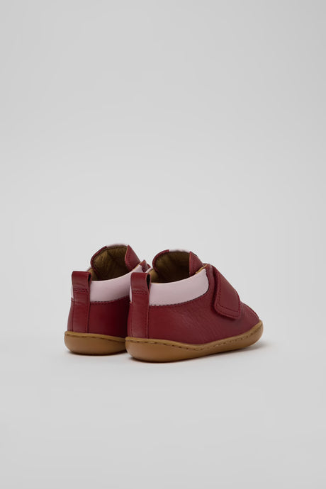 Peu Burgundy + Pink Leather Ankle Boots by Camper Shoes