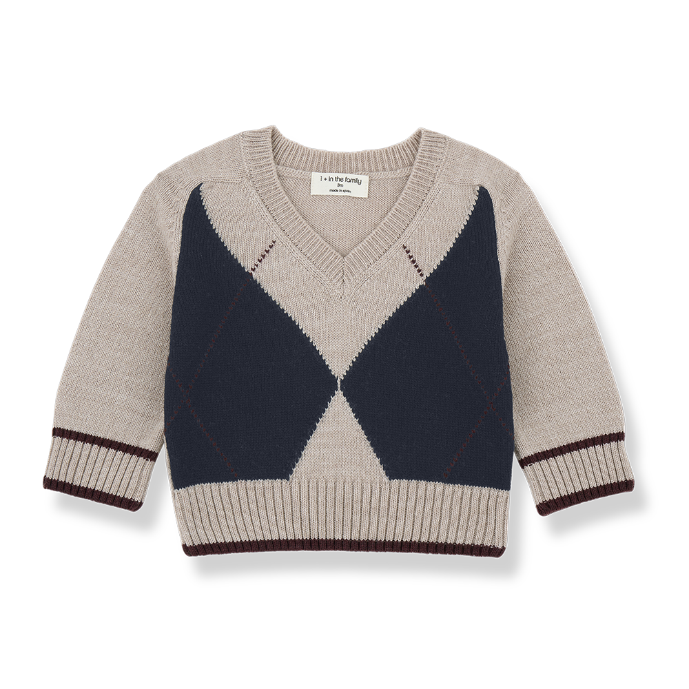 kasper argyle pullover- tortora by 1+ in the family