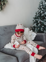 Kids' Organic Holiday PJ & Cap Set in Fair Isle Rudolph by L'ovedbaby