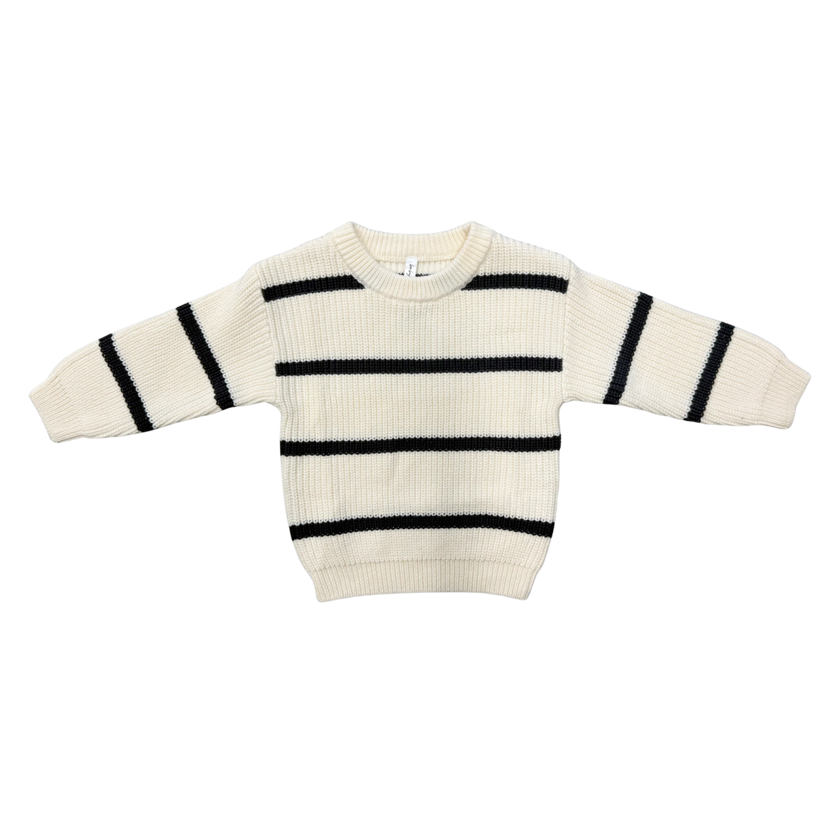 Knit Sweater- Charcoal Cream Stripe by Babysprouts