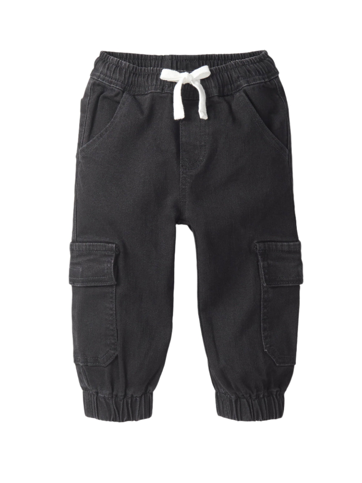 Cargo Denim Jogger - Black Wash by Little Bipsy