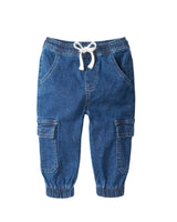 Cargo Denim Jogger - Classic Denim Wash by Little Bipsy