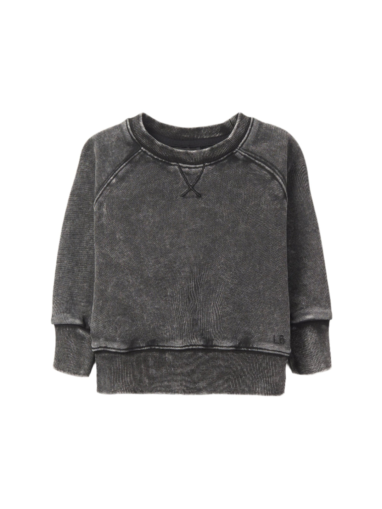 Acid Wash Crewneck- Black by Little Bipsy