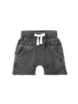 Acid Wash Raw Edge Harem Short- Black by Little Bipsy