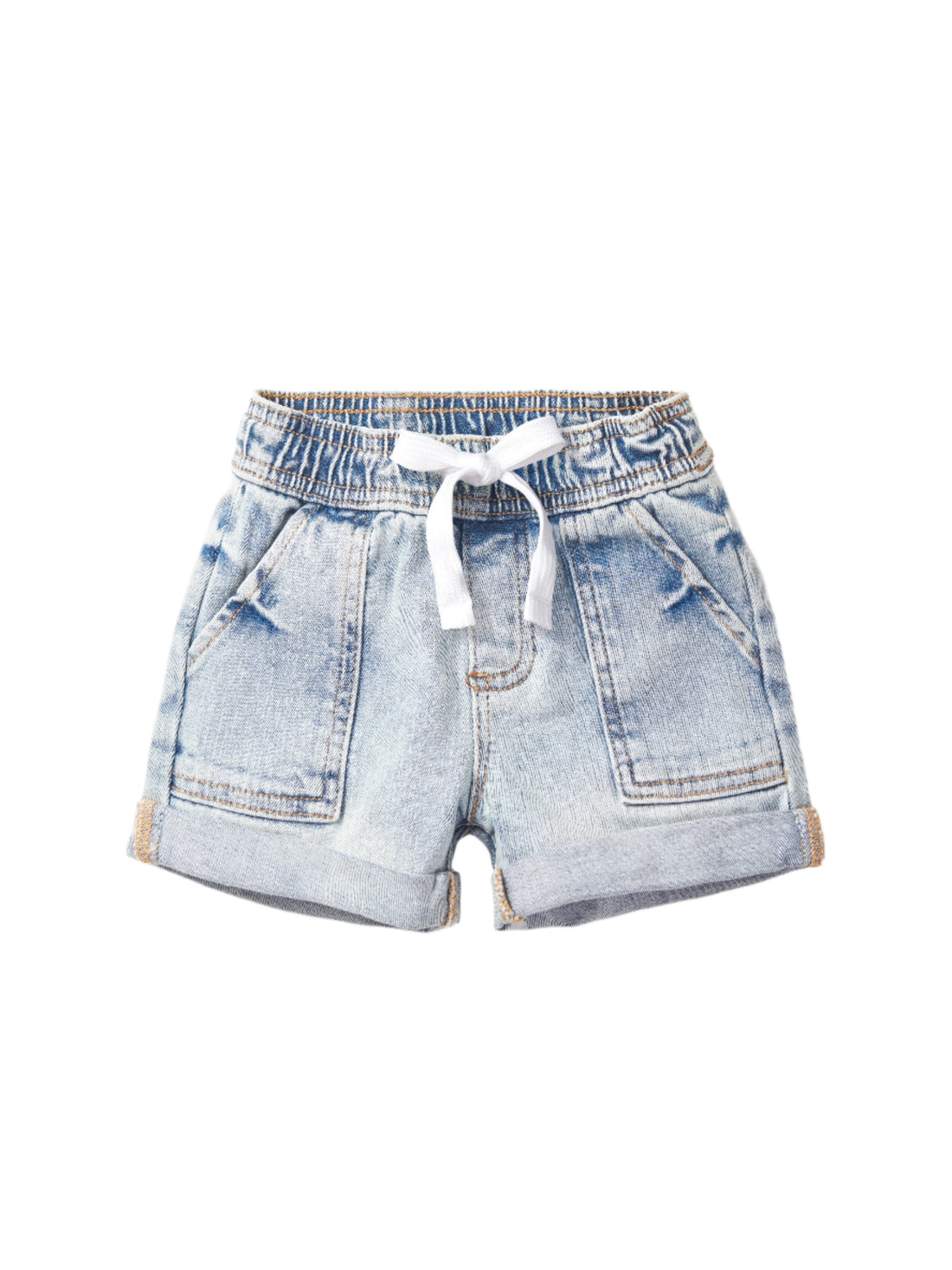 Rolled Denim Short - Light Wash by Little Bipsy
