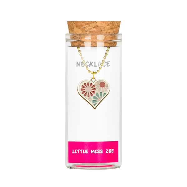 Floral Heart Necklace in a Bottle by Little Miss Zoe
