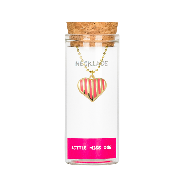 Stripe Heart Necklace in a Bottle by Little Miss Zoe
