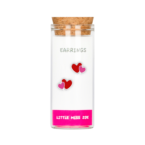 Double Heart Stud Earrings in a Bottle by Little Miss Zoe