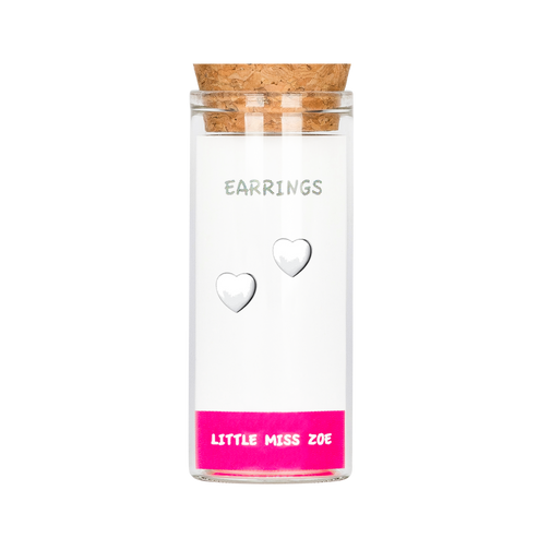 Silver Heart Stud Earrings in a Bottle by Little Miss Zoe