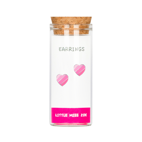 Pink Heart Stud Earrings in a Bottle by Little Miss Zoe