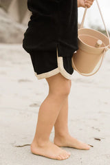 Terry Cloth Track Short - Black by Little Bipsy