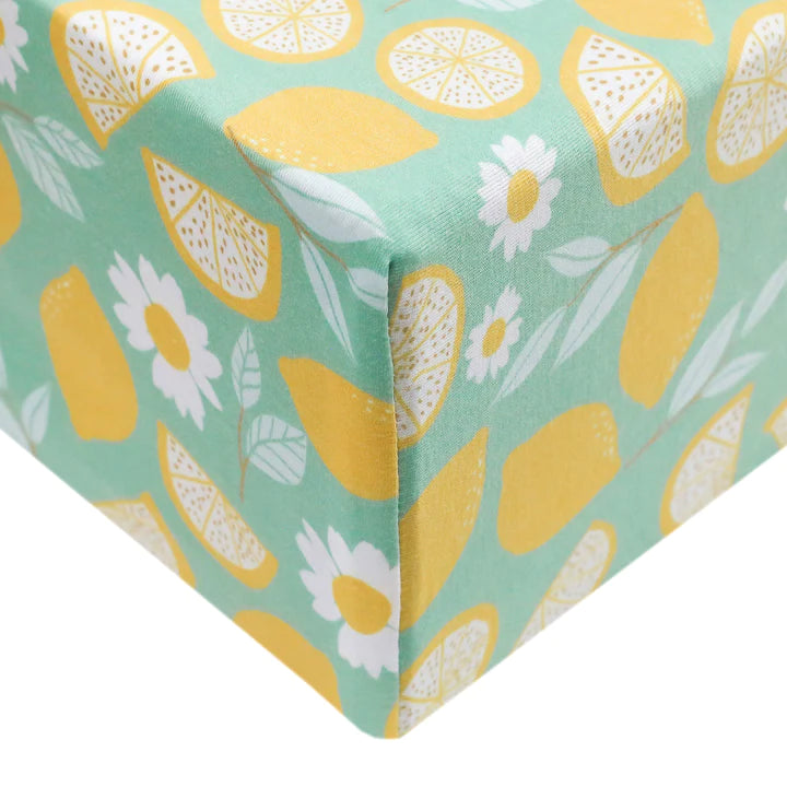 Premium Knit Fitted Crib Sheet in Lemon by Copper Pearl