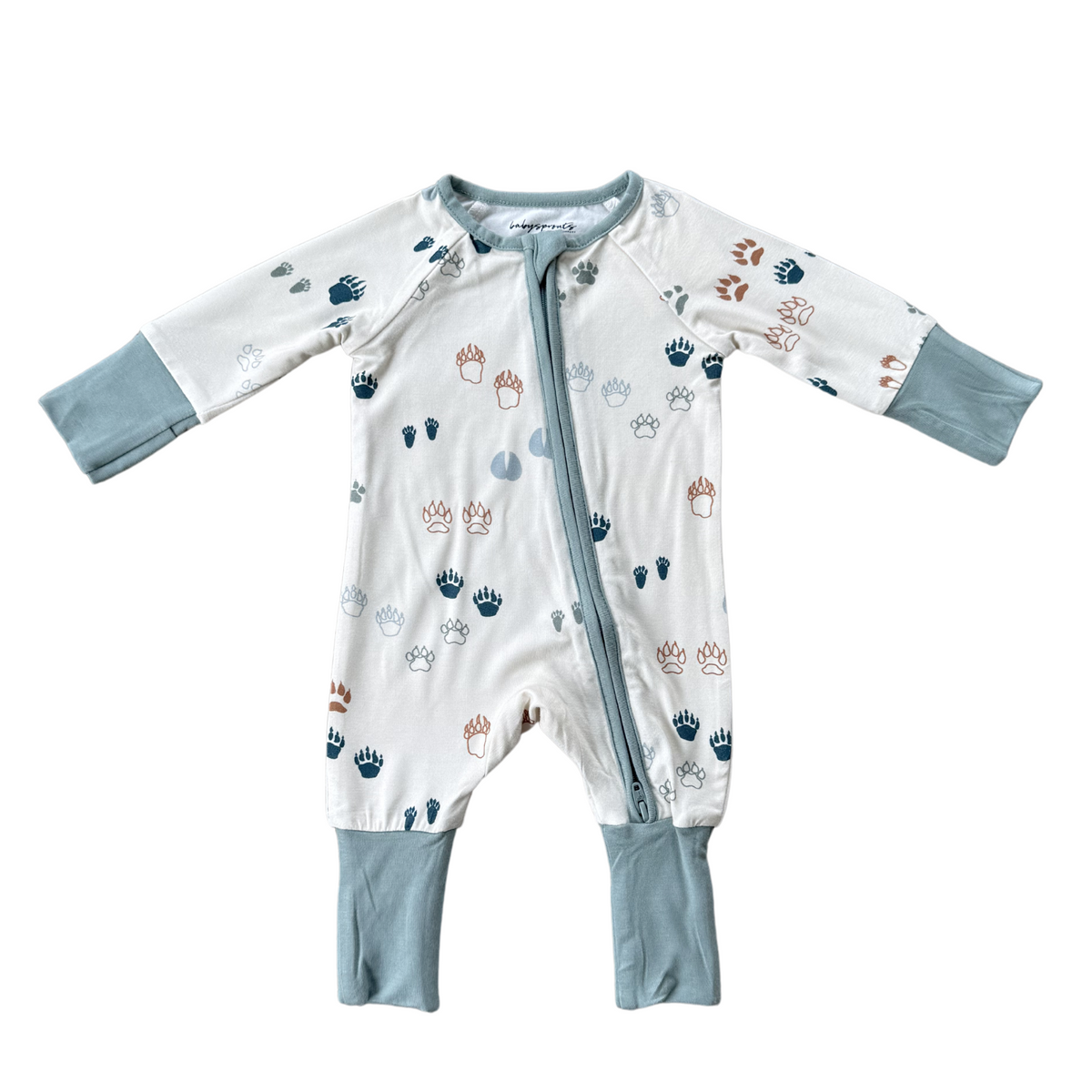 Long Sleeve Zip Romper- Footprints by babysprouts