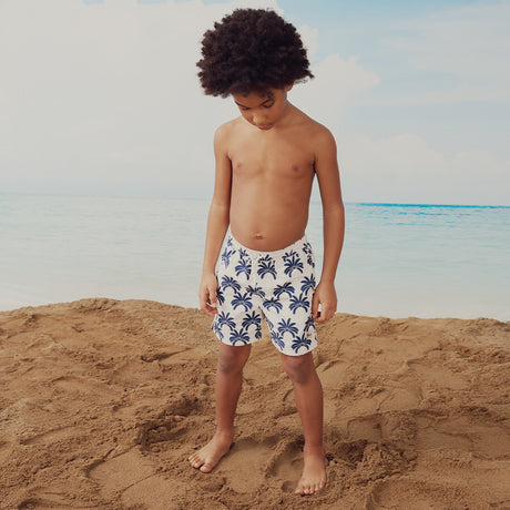 Palm Trees Print on Beige Swim Trunks by miles the label