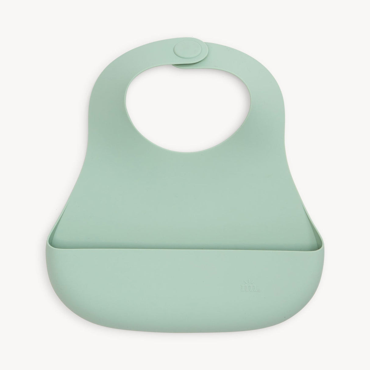 misty green silicone magnetic feeding bib by magnetic me